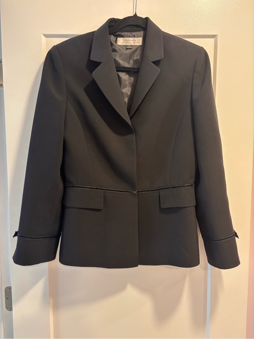 Tahari Black Women's Tailored Blazer with Decorative Trim